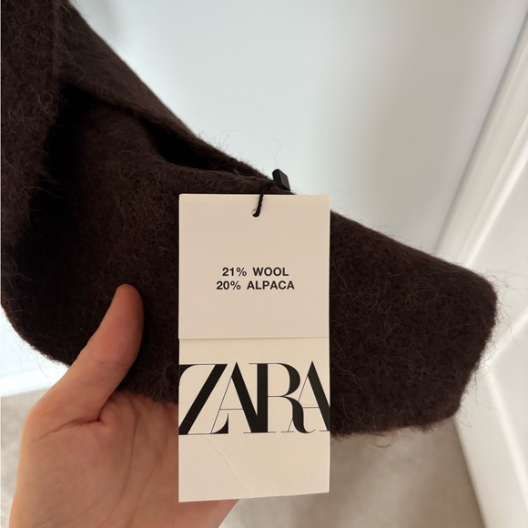 Zara Dark Brown Wool-Blend Scarf - Picture 5 of 6